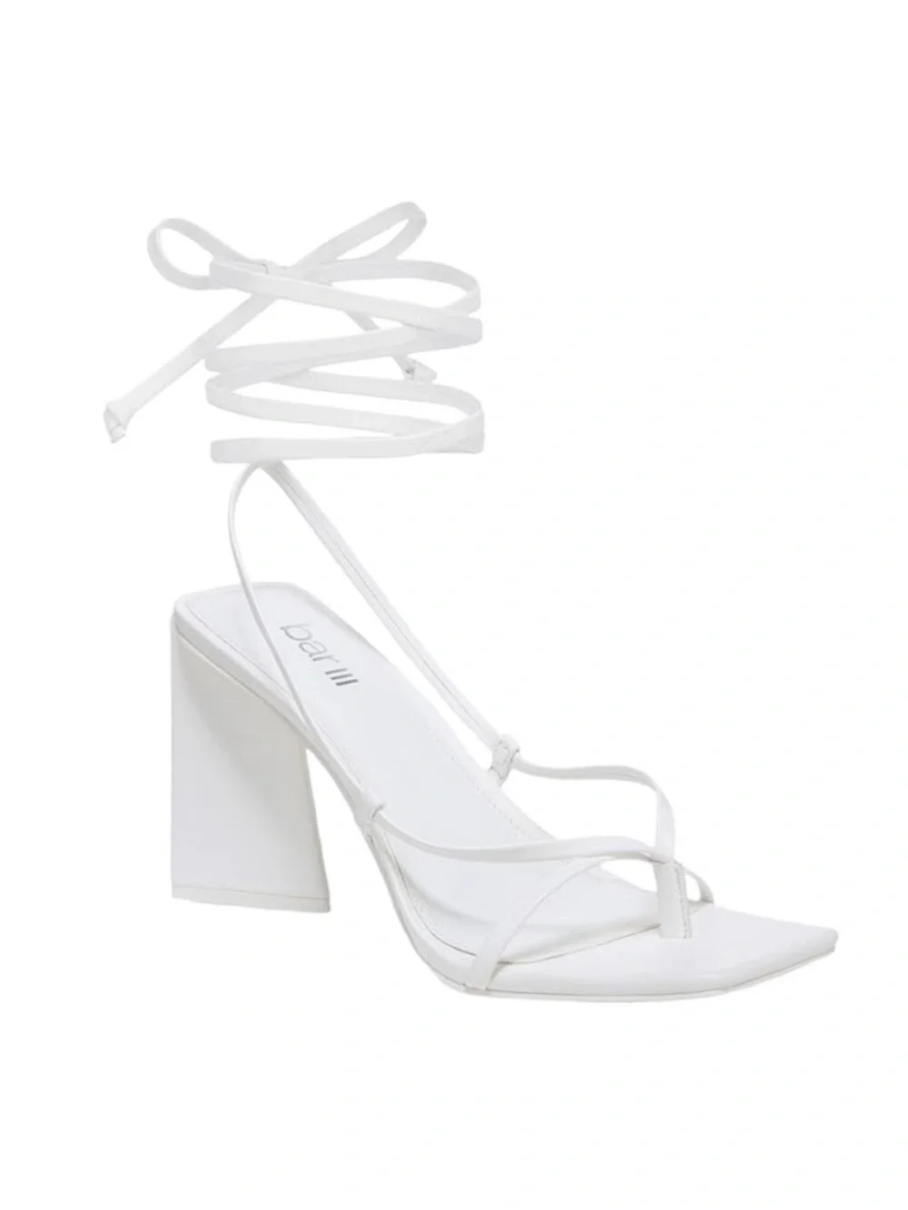 Bar III White Lace-Up Block Heel Sandal